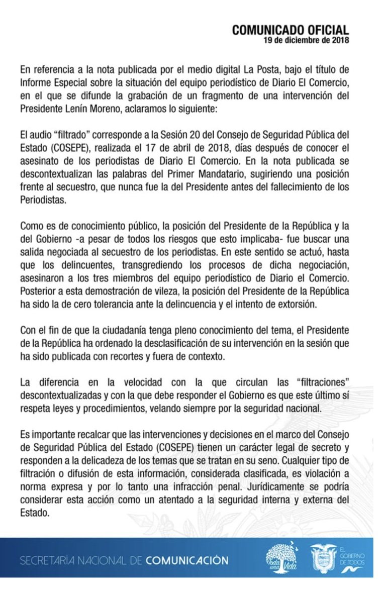 El comunicado oficial del gobierno tras la publicación del informe