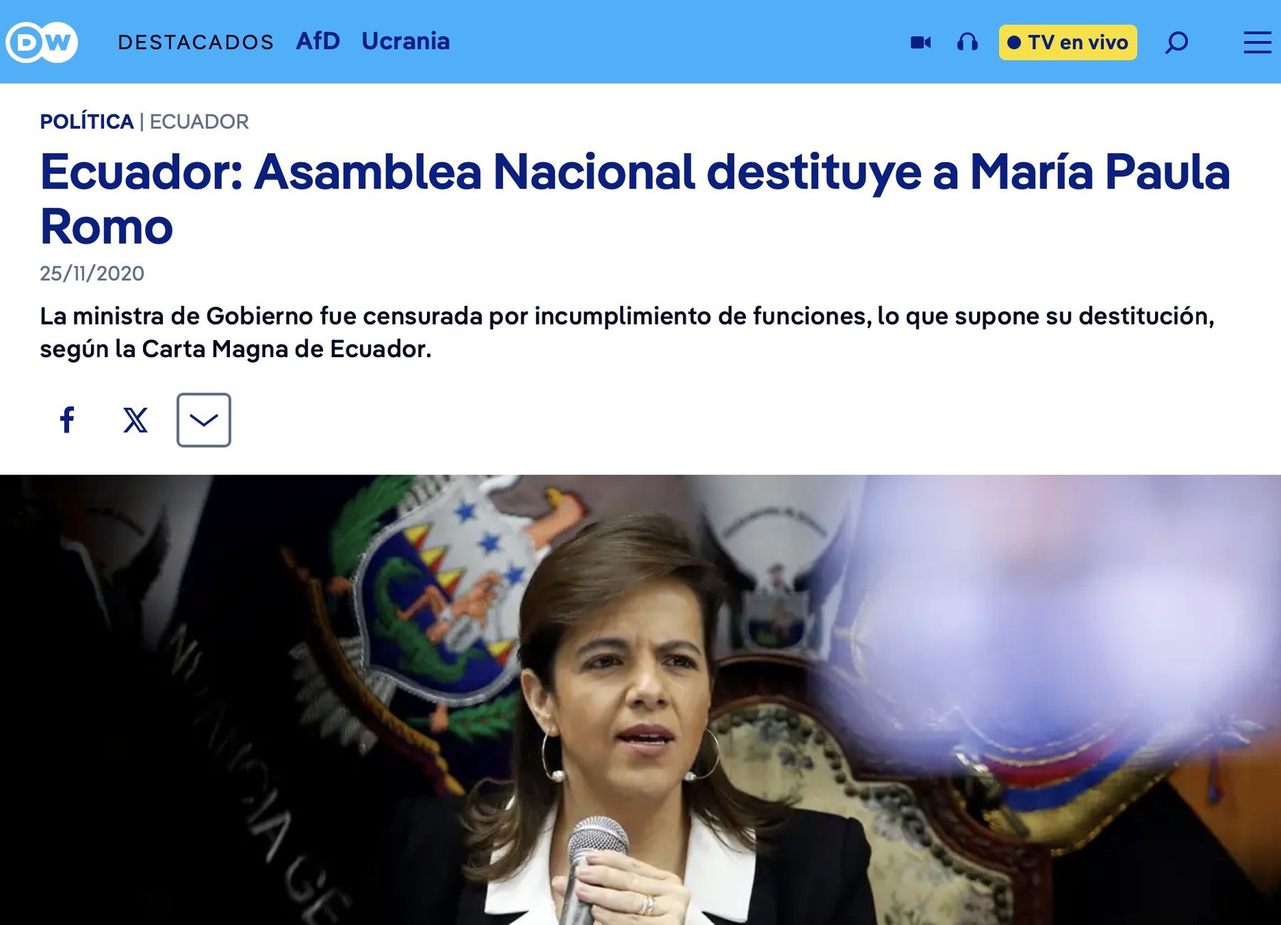 La censura y destitución de Romo en la Asamblea